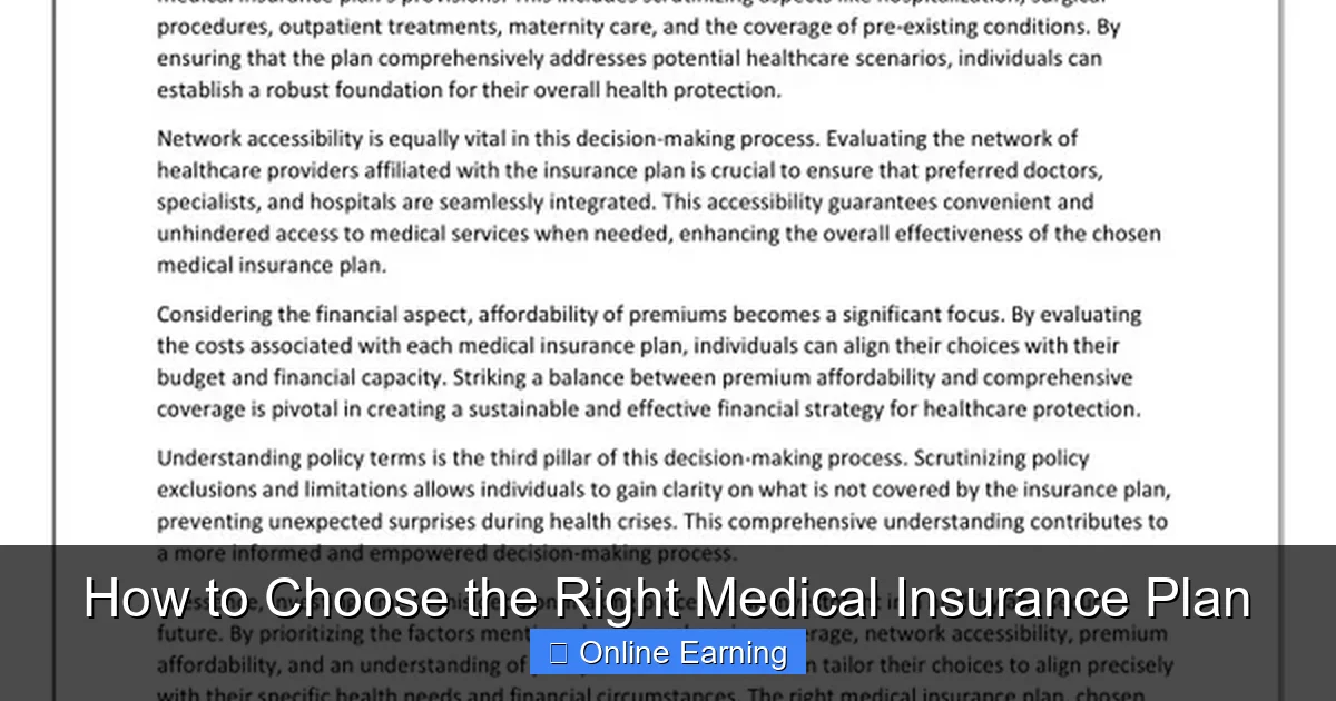 How to Choose the Right Medical Insurance Plan