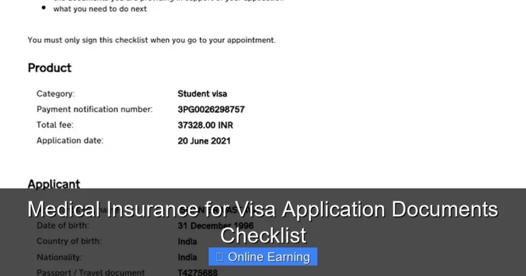 Medical Insurance for Visa Application Documents Checklist