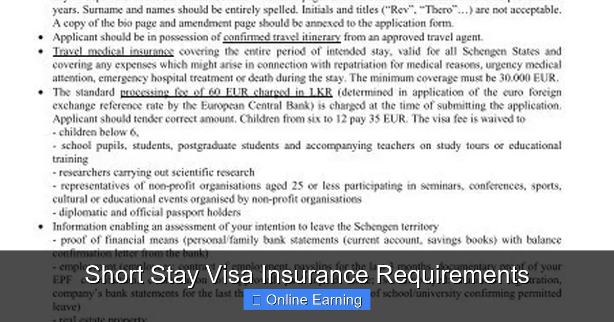 Short Stay Visa Insurance Requirements